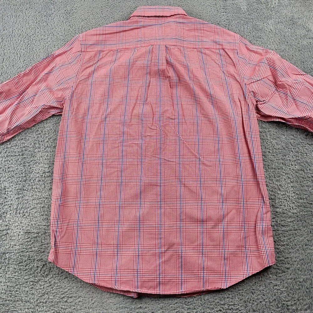 Banana Republic Shirt Mens Medium Red Non Iron Classic Fit Plaid Button Up Dress